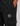 black track pants with a vertical zip pocket and a hexagonal logo patch near the hip