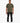 Full body shot of a male model wearing an olive green Cannister Mens T-Shirt, black jeans, and white sneakers, standing