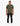 Full body shot of a male model wearing an olive green Cannister Mens T-Shirt, black jeans, and white sneakers, standing