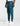 teal track pants with zippered side pocket and cargo pocket, drawstring waist and cuffed ankles
