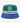 Klevas Bentley bucket hat in green and blue with an embroidered K and Klevas text band, front view.