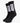 A pair of black Rafa crew socks featuring a prominent white rectangular graphic with the 'K-X-1' logo. Shown standing