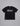black short sleeve t shirt with large turquoise red star logo across chest and small brand patch at bottom left hem