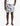 Front view of Simjee Mens Swimshorts in navy blue with an orange and light blue banana leaf print, modeled in a studio