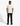 Tito Boys Golfers cream polo shirt with navy and red trim, worn with black jeans and black sneakers, full body back view.