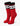 Pair of Travis red ribbed crew socks with black cuffs and a white stripe featuring a black K-star logo.